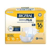 Fralda Adulto / Geriátrica - Bigfral Derma Plus Econômica - Tamanho G Pacote c/16un Fralda Adulto / Geriátrica - Bigfral Derma Plus Econômica - Tamanho G Pacote c/16un