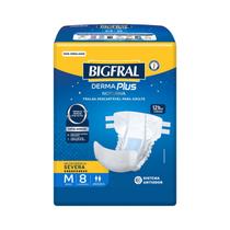Fralda Adulto / Geriátrica - Bigfral Derma Plus Noturna - Tamanho M Pacote c/8un