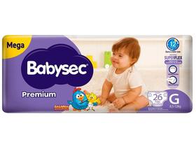 Fralda Babysec Premium Tamanho G Pacote Mega 26 Unidades Descartáveis Fralda Babysec Premium Tamanho G Pacote Mega 26 Unidades Descartáveis