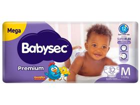 Fralda Babysec Premium Tamanho M Pacote Mega com 32 Unidades Descartáveis Fralda Babysec Premium Tamanho M Pacote Mega com 32 Unidades Descartáveis