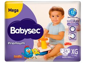 Fralda Babysec Premium Tamanho XG Pacote Mega com 24 Unidades Descartáveis Fralda Babysec Premium Tamanho XG Pacote Mega com 24 Unidades Descartáveis