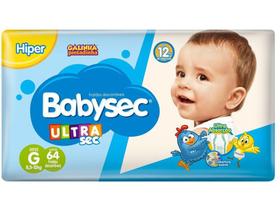 Fralda Babysec Ultrasec Galinha Pintadinha Tam. G - 8,5 a 12kg 64 Unidades Fralda Babysec Ultrasec Galinha Pintadinha Tam. G - 8,5 a 12kg 64 Unidades