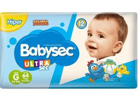 Fralda Babysec Ultrasec Hiper Galinha Pintadinha G com 64 unidades