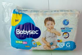 Fralda Babysec Ultrasec Hiper Tam G 8,5 a 12kg com 64 Unidades.