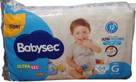 Fralda Babysec Ultrasec Hiper Tam G 8,5 a 12kg com 64 Unidades.