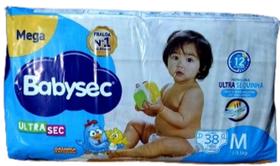 Fralda Babysec Ultrasec Mega Tam M 5 a 9,5 kg com 38 unidades