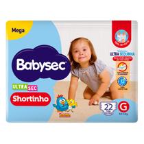 Fralda Babysec Ultrasec Shortinho Mega Tamanho G 22 Unidades Descartáveis Fralda Babysec Ultrasec Shortinho Mega Tamanho G 22 Unidades Descartáveis