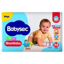 Fralda Babysec Ultrasec Shortinho Mega Tamanho M 26 Unidades Descartáveis Fralda Babysec Ultrasec Shortinho Mega Tamanho M 26 Unidades Descartáveis