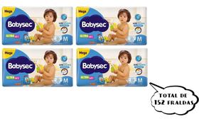 Fralda Babysec Ultrasec - Tam M - (4 pacotes-38 cada pacote) total de 152 unidades - BARATO