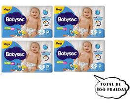 Fralda Babysec Ultrasec - Tam P - (4 pacotes-42 cada pacote) total de 168 unidades - BARATO