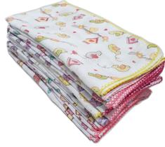 Fralda Bebê Grande Estampada 70x70cm Com Crochê