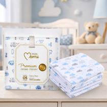 Fralda Bebe Premium Mami Menino Azul 70x70cm 100% Algodao Fralda Bebe Premium Mami Menino Azul 70x70cm 100% Algodao