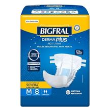 Fralda Bigfral Derma Plus Noturna M com 8 unidades