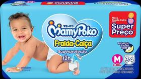 Fralda Calça Descartável MamyPoko Superproteção M com 34 unidades