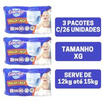 Fralda calça infantil ConfortFral Baby tamanho XG kit com 3 pacotes