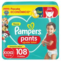 Fralda Calça Pampers Pants Ajuste Total Tam. XXXG 18 a 27kg 108 Unidades