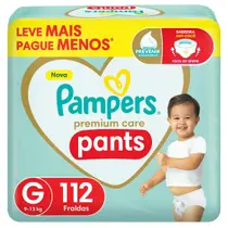 Fralda Calça Pampers Premium Care Pants Tam. G 9 a 13kg 112 Unidades Fralda Calça Pampers Premium Care Pants Tam. G 9 a 13kg 112 Unidades