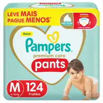 Fralda Calça Pampers Premium Care Pants Tam. M 6 a 10kg 124 Unidades Fralda Calça Pampers Premium Care Pants Tam. M 6 a 10kg 124 Unidades