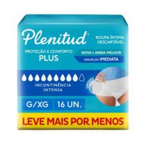 Fralda Calça Plenitud Active Plus G-XG Adulto 16un Incontinência Intensa Absorção Rápida