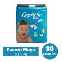 Fralda Capricho Baby Mega 1 Pacote Tamanho M - De 5 á 9 Kg Com 80 Unidades