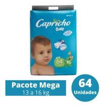 Fralda Capricho Baby Mega 1 Pacote Tamanho XG - De 13 á 16 Kg Com 64 Unidades