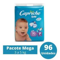 Fralda Capricho Baby Mega 1 Pacotes Tamanho P - De 3 á 5 Kg Com 96 Unidades