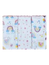 Fralda com 03 Unidades 100% Algodão Bebê 68Cm X 70Cm Bublim Petit Menina Incomfral Estampa:Arco-Iris Fralda com 03 Unidades 100% Algodão Bebê 68Cm X 70Cm Bublim Petit Menina Incomfral Estampa:Arco-Iris