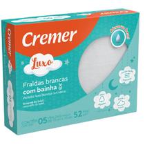 Fralda Com Bainha Branca Neutra 100% Algodão Caixa Com 5 - Cremer