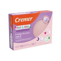 Fralda Cremer Pinte E Borde Cx c/ 5 Un, Branca, Azul e Rosa