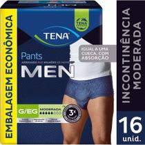 Fralda Cueca Descartável Tena Pants Discreta Incontinência Moderada Tam G/XG 16 Unid