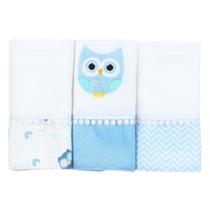 Fralda de Boca Coruja Azul 3 Peças