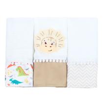 Fralda de Boca Dino Bege 3 Peças