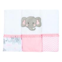 Fralda de Boca Elefante Rosa 3 Peças Fralda de Boca Elefante Rosa 3 Peças