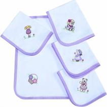 Fralda de Boca em Malha para Bebê Lilás 03 Peças