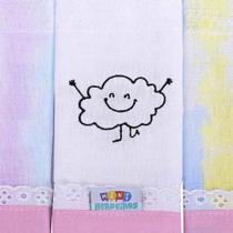 Fralda de boca estampada bordada 3 unidades - MINI HERDEIROS BE HAPPY