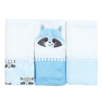 Fralda de Boca Guaxinim Azul 3 Peças