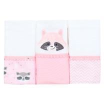 Fralda de Boca Guaxinim Rosa 3 Peças