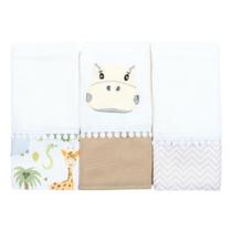 Fralda de Boca Hipopótamo Bege 3 Peças