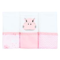 Fralda de Boca Hipopótamo Rosa 3 Peças