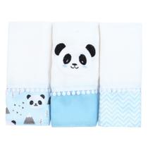 Fralda de Boca Panda Azul 3 Peças Fralda de Boca Panda Azul 3 Peças