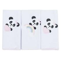 Fralda de Boca Panda Love Rosa Malha 3 Peças Fralda de Boca Panda Love Rosa Malha 3 Peças