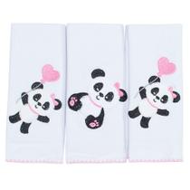 Fralda de Boca Panda Rosa Malha 3 Peças