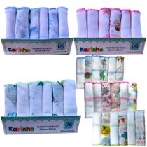 Fralda de Boca Pano Para Bebe Kit 6 Unidades Babete Paninho Fraldinha de Bebê 100% Algodão 30x30cm Papi Código acbbe77290Papi