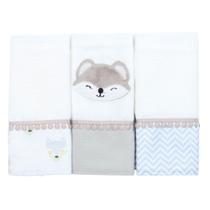 Fralda de Boca Raposa Cinza 3 Peças