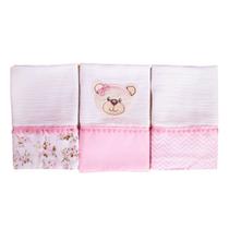 Fralda de Boca Ursinha Rosa 3 Peças Fralda de Boca Ursinha Rosa 3 Peças