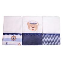 Fralda de Boca Urso Marinheiro Marinho 3 Peças Fralda de Boca Urso Marinheiro Marinho 3 Peças