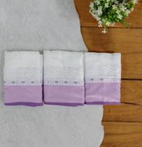 Fralda de Ombro e Boca Estampada LILÁS 70x70 para Bebê - 03 Peças
