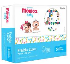 Fralda De Pano 70x70cm Cebolinha Azul - Caixa Com 5