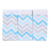 Fralda de pano baby joy luxo chevron estampada azul