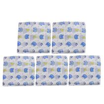 Fralda De Pano Bebê 5 Unidades Masculino Dengo Sortido Tecido Duplo 60x60cm 100 Algodão Tecido Absorvente 65cmx65cm extra macio dia a dia.